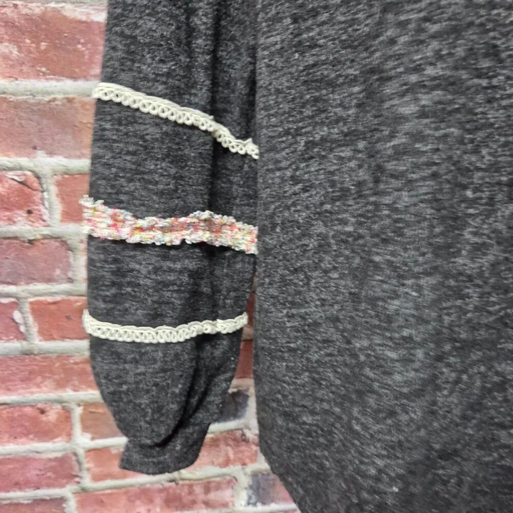 Women's JADE by JANE Ribbon Accent Sleeves Soft Knit‎ Sweater Small